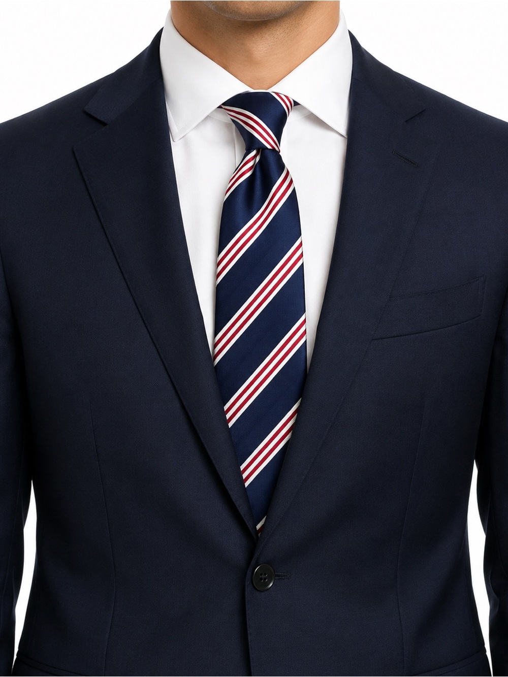 Breuer Men’s Navy Red White Striped Tie Handmade in Italy